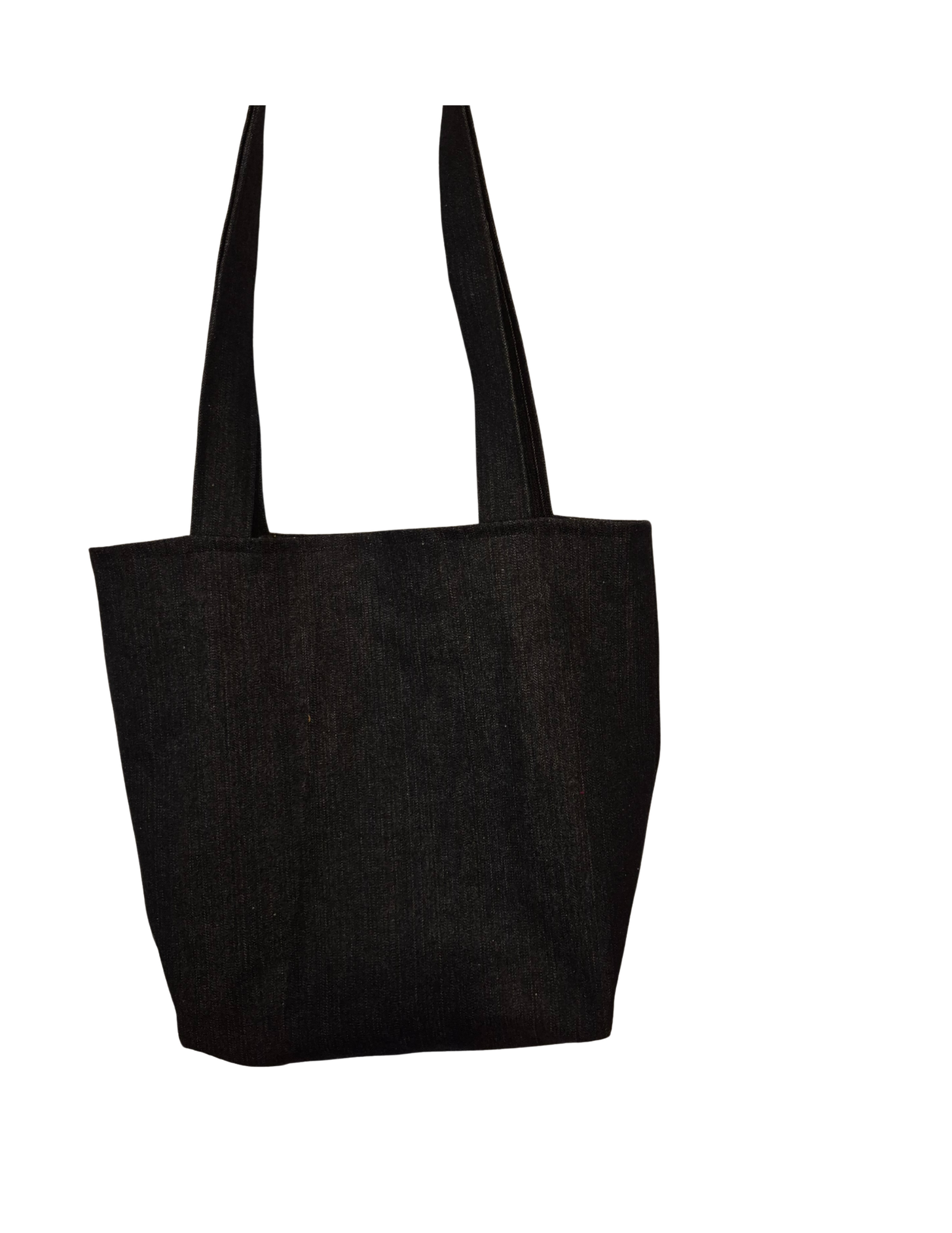 “LOVE in Denim: Square-Bottom Patchwork Tote &  Vibrant African Lining”